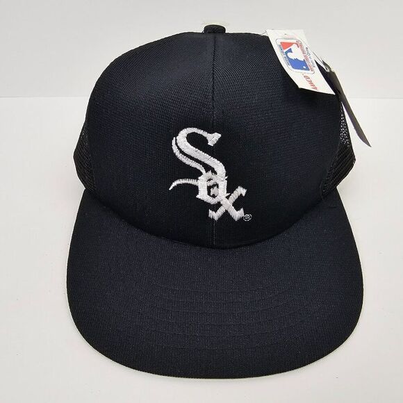 Vtg Chicago White Sox ANNCO Black Adjustable Snapback MLB Baseball Hat Cap NWT - Picture 1 of 10